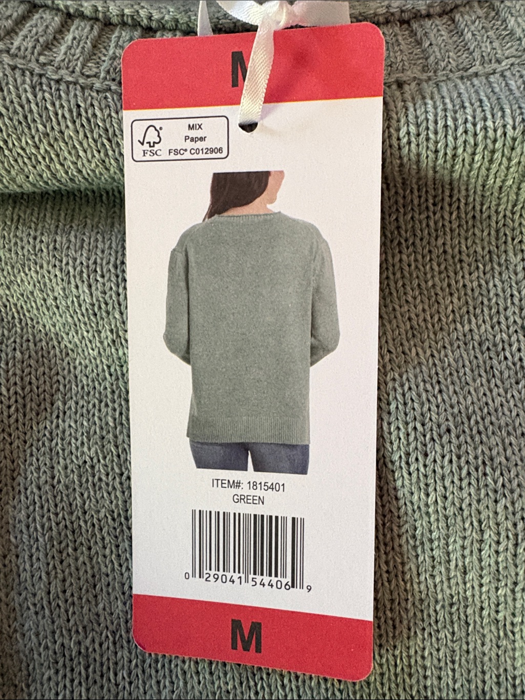 Ella Moss Sweater Crewneck Pullover Sage Green Medium Nwt — image 4 of 8